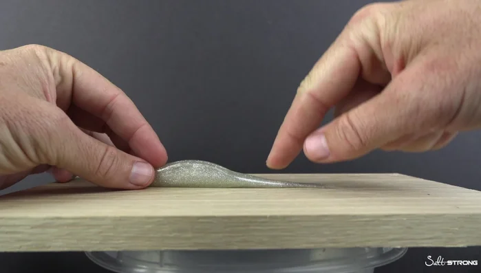 Identify the bent area on the lure.