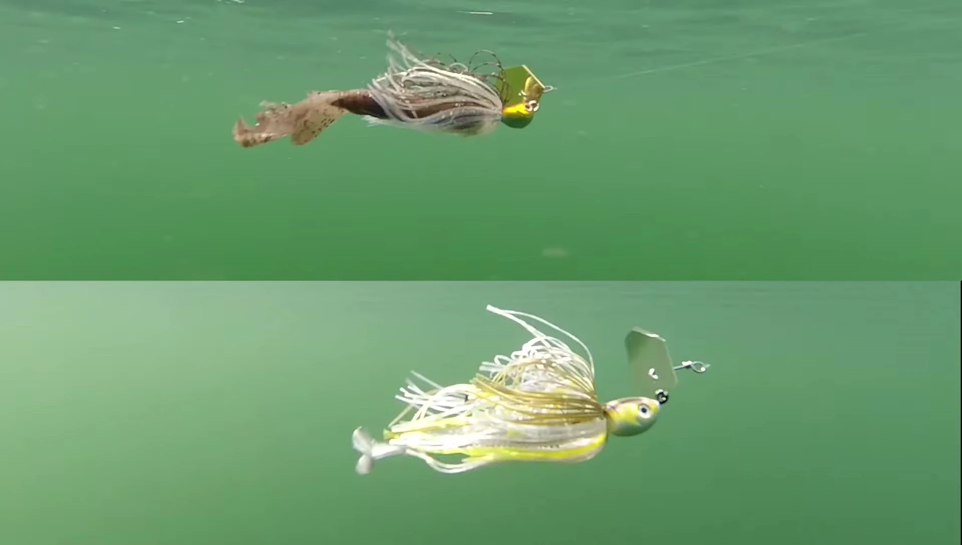 Montage of successful catches using chatterbaits.