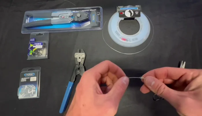 Adjust the crimp to your desired length above the hook.