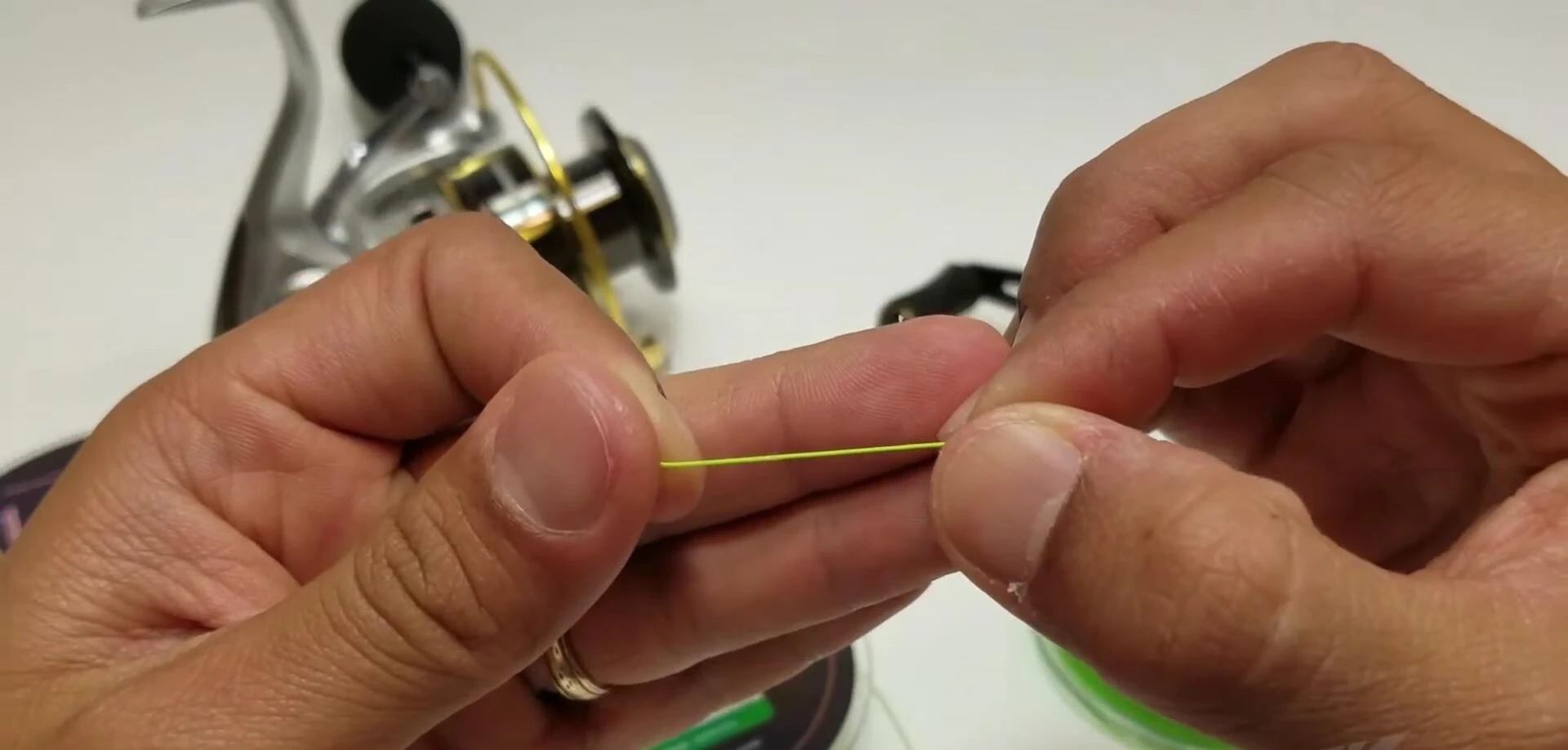 Line running smoothly through fishing rod guides