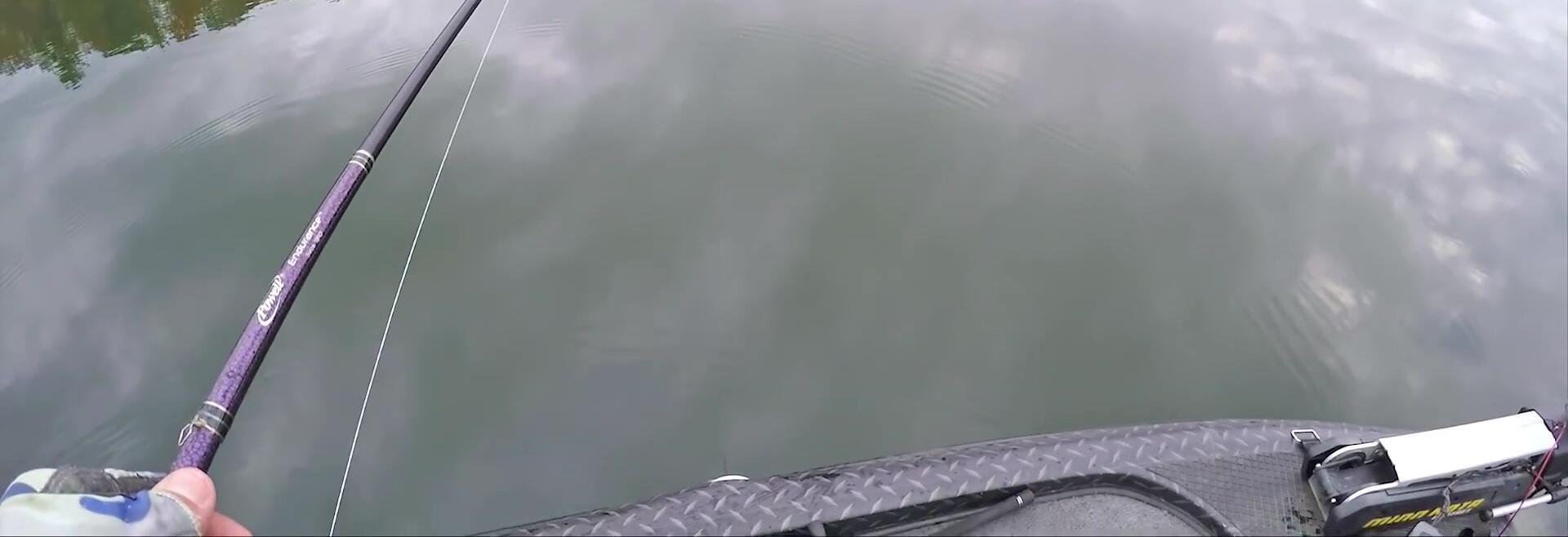 The fisherman demonstrating a drop-shot technique.