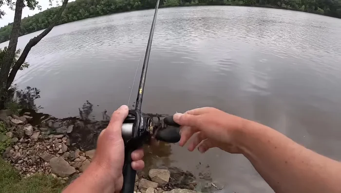 Snap your rod tip hard, causing the jig to jump several feet off the bottom.