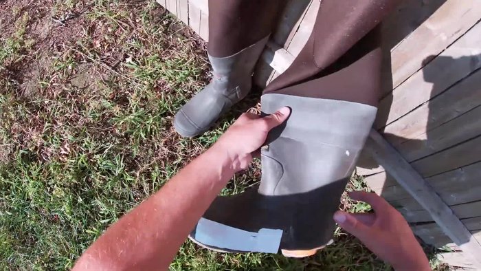Identify and prepare the holes in your waders.