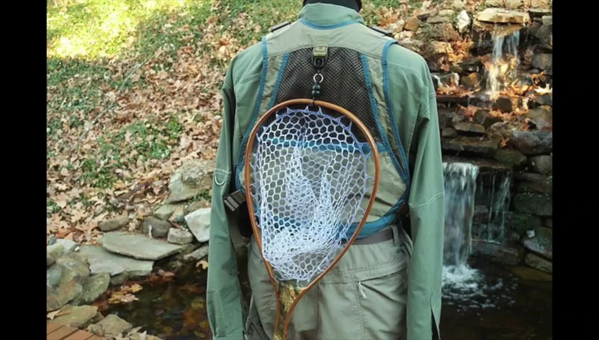 A boat net being shown to the camera