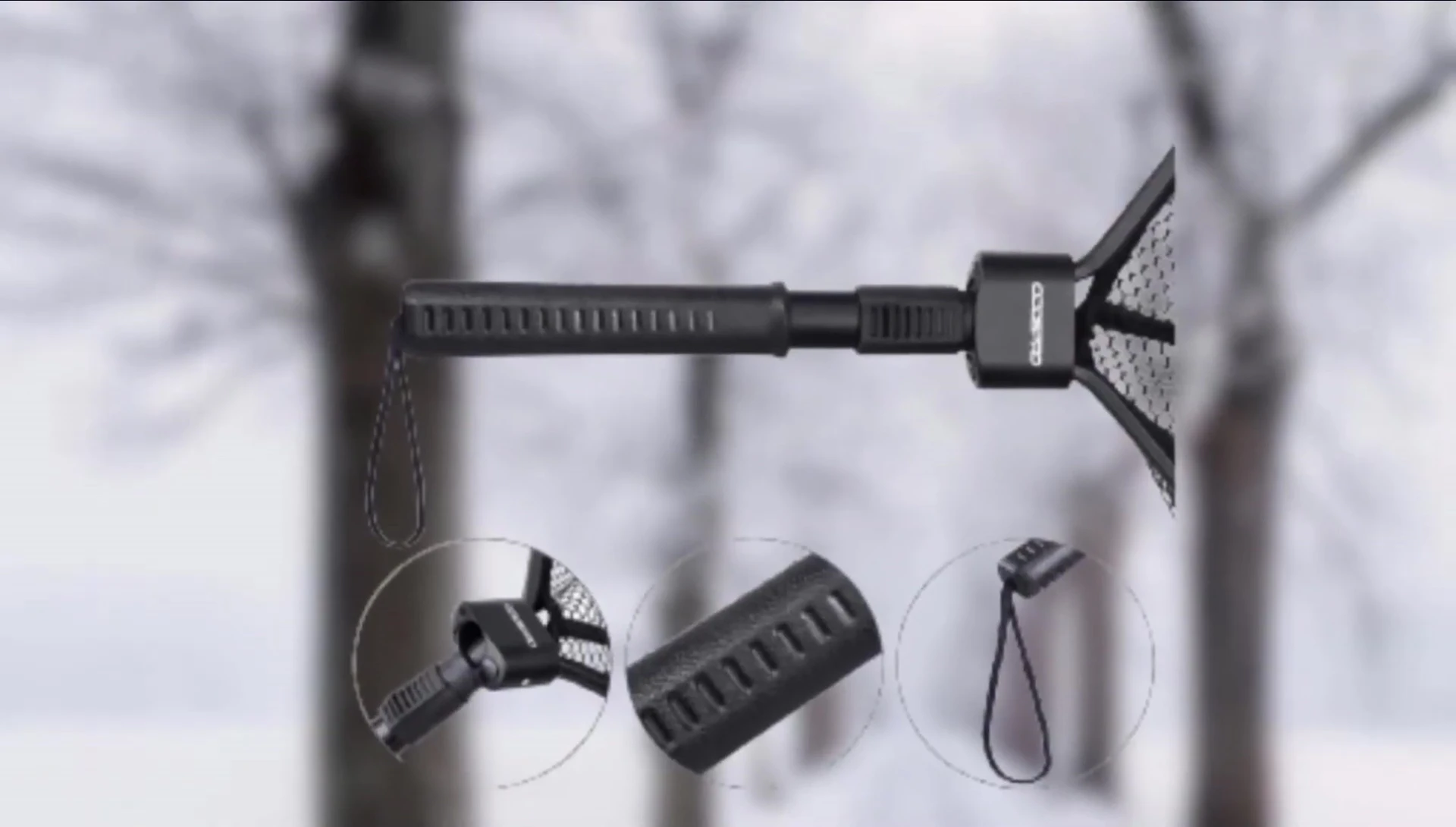 Closer look at the handle and net material.