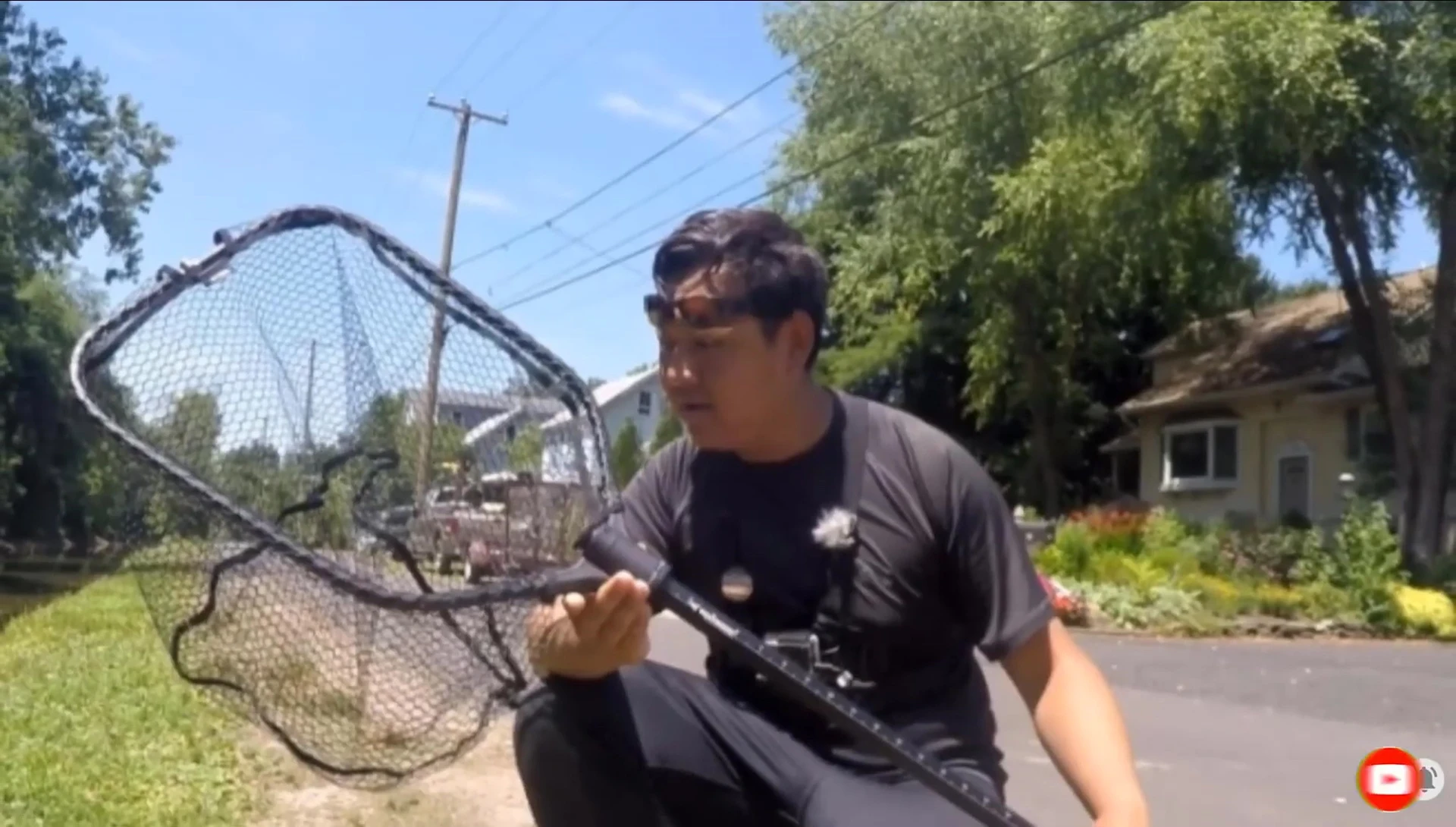 The Fiblink Folding Fishing Net being shown.