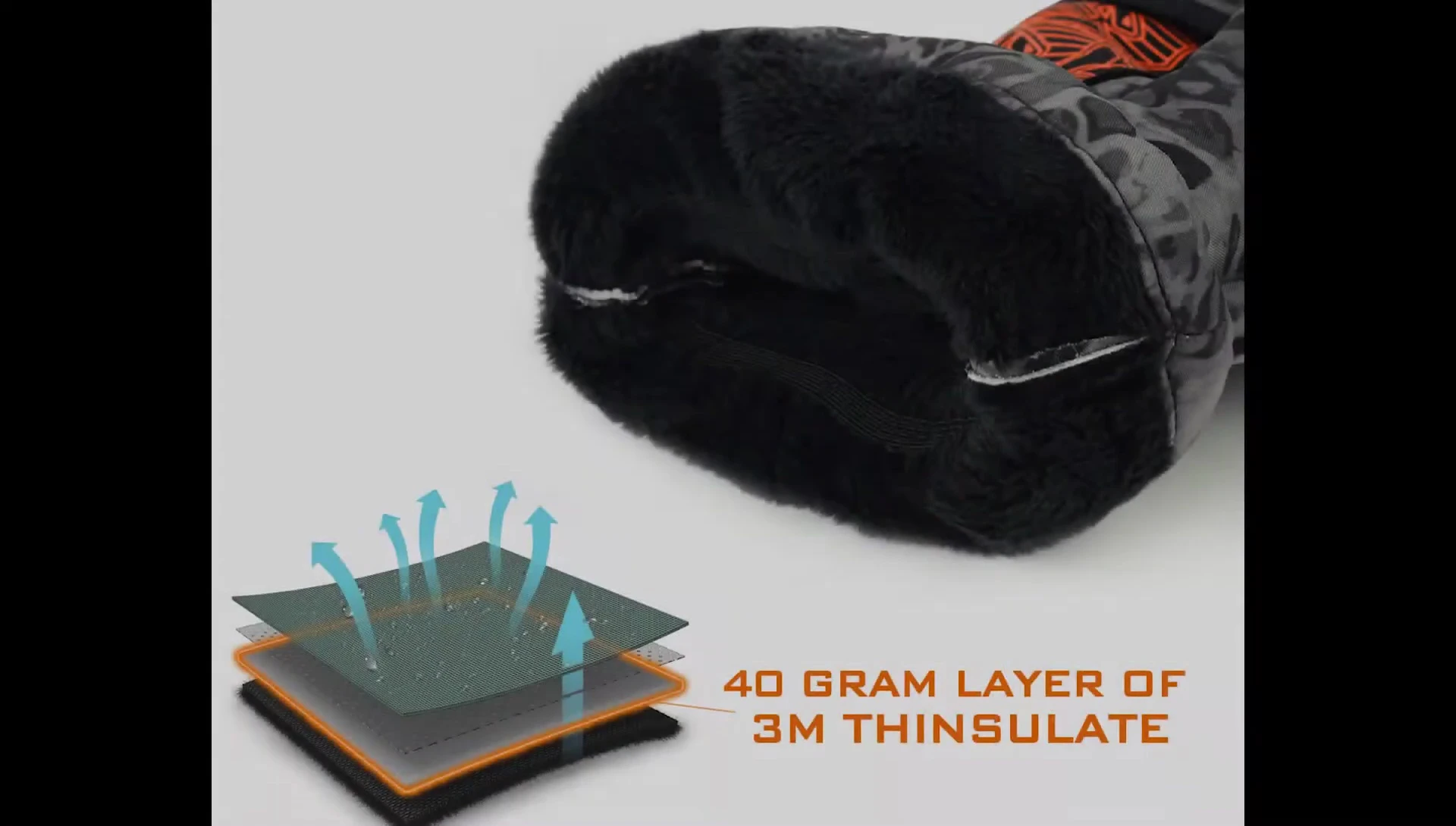 Interior view showing the inner lining and insulation material.
