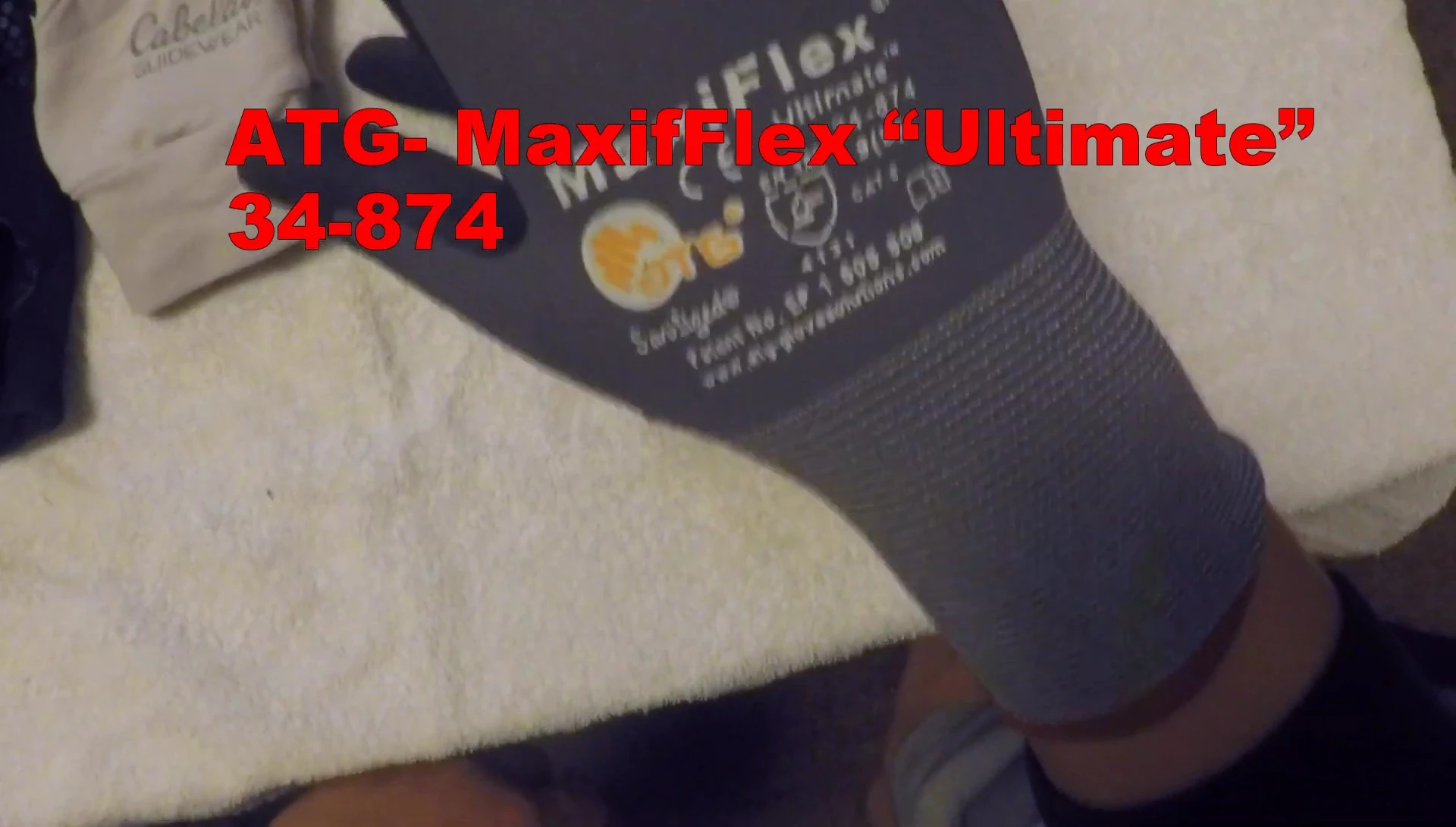 Close-up shot of the Maxiflex gloves texture and fit.