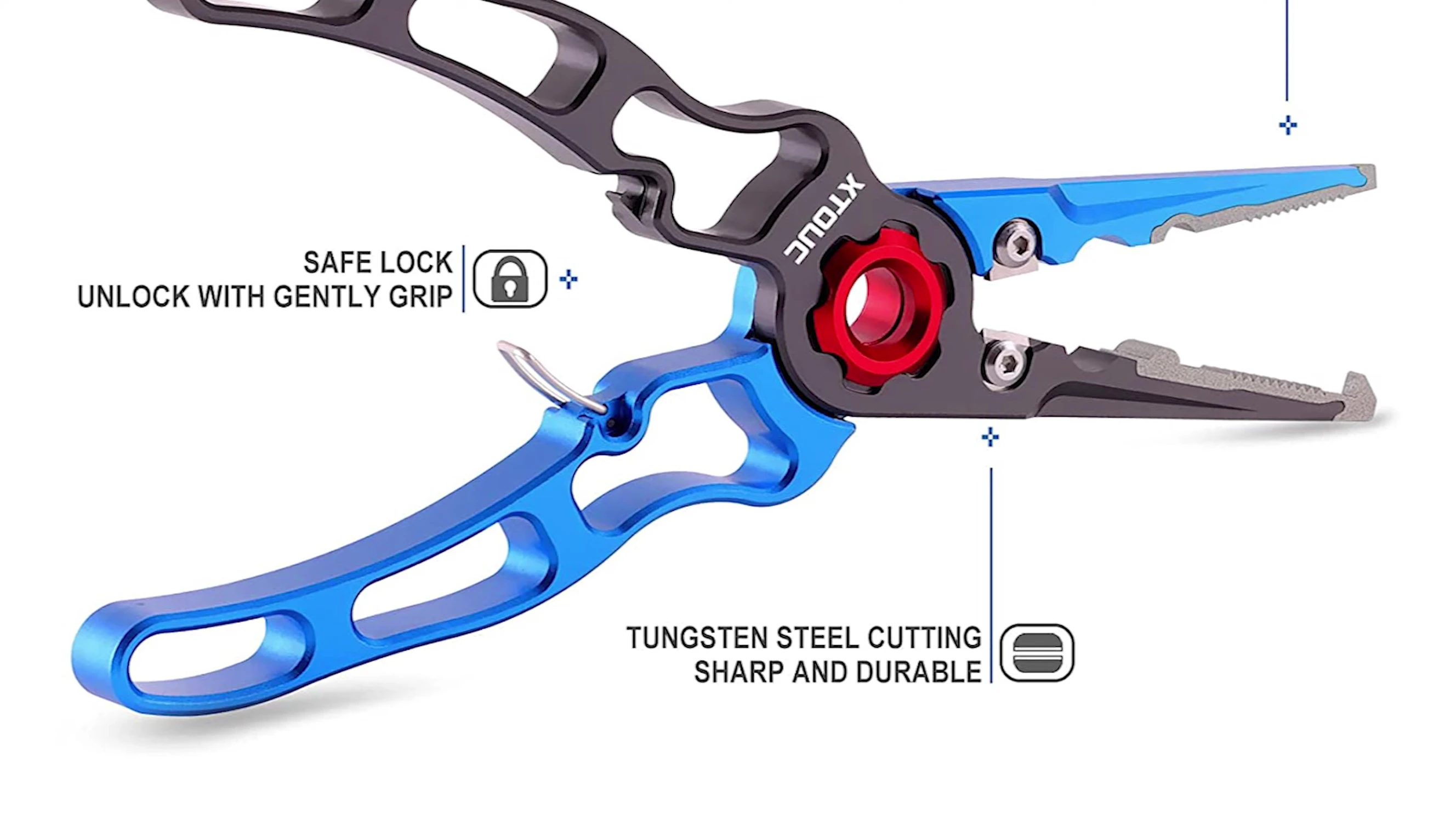 Close-up of X Duke pliers' innovative clamp head design
