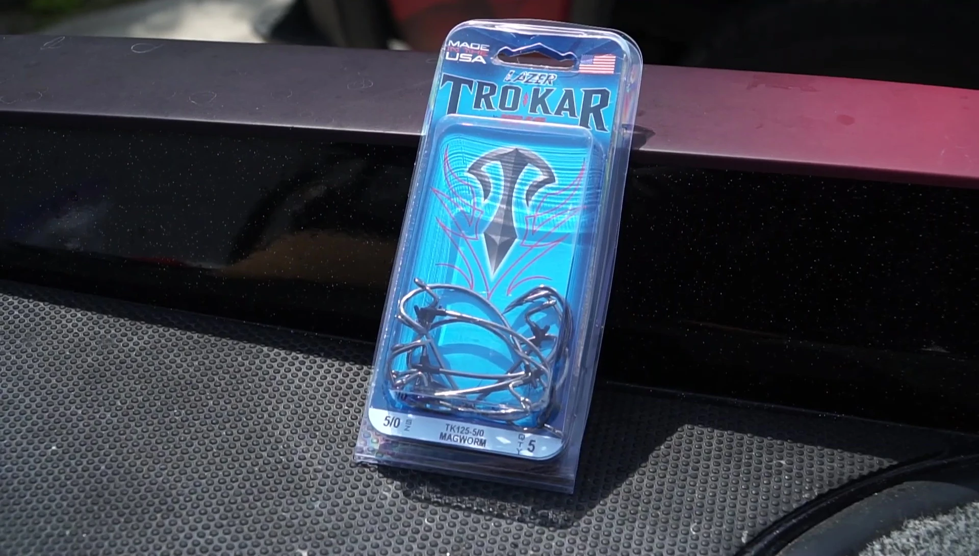 Close-up of the Trokar Mag Worm hook, highlighting its keeper and stout design.