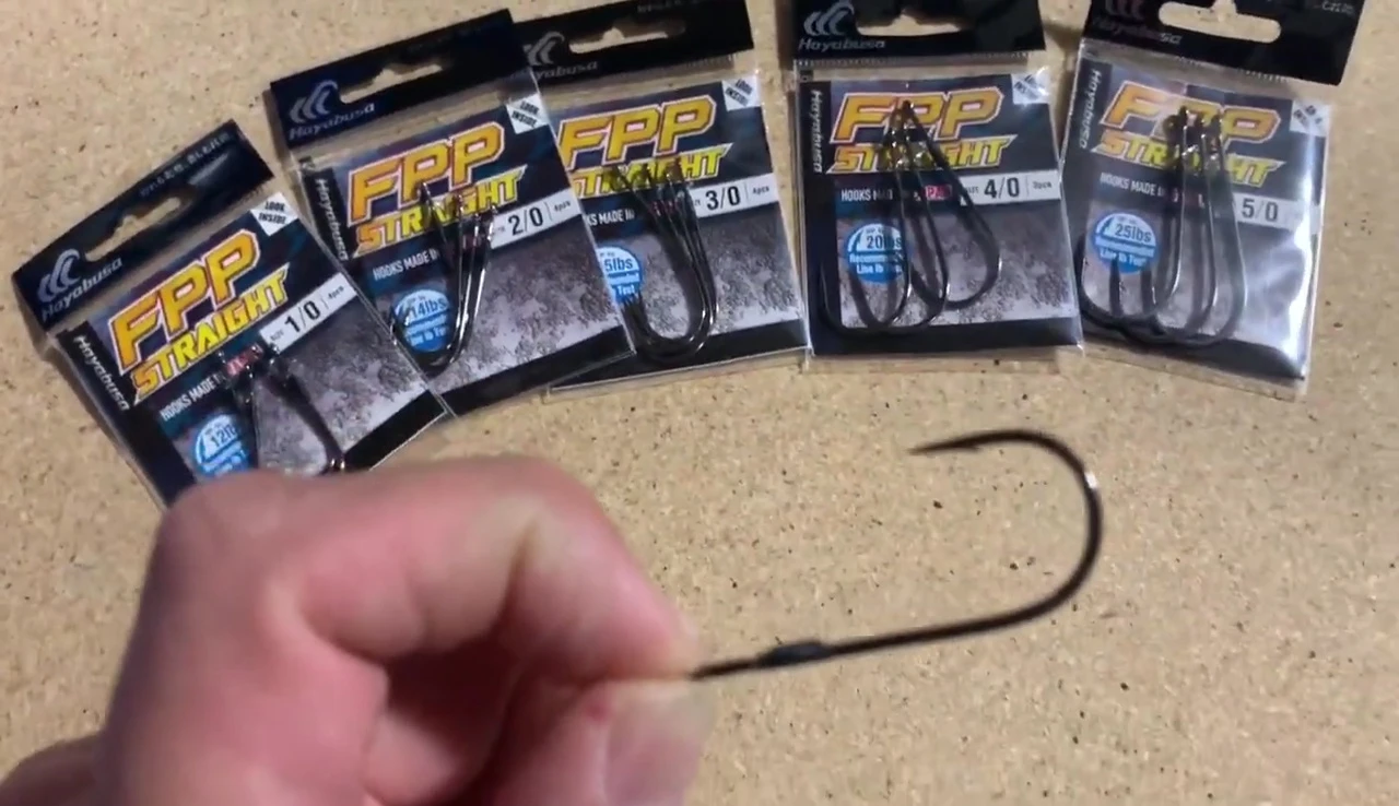 Close-up showing the straight shank and gap of the hook