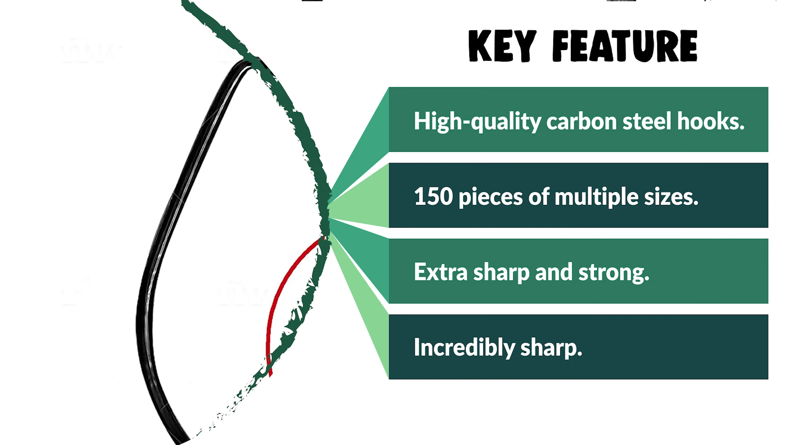 Image showcasing the Big Worm hooks being used in various fishing scenarios.