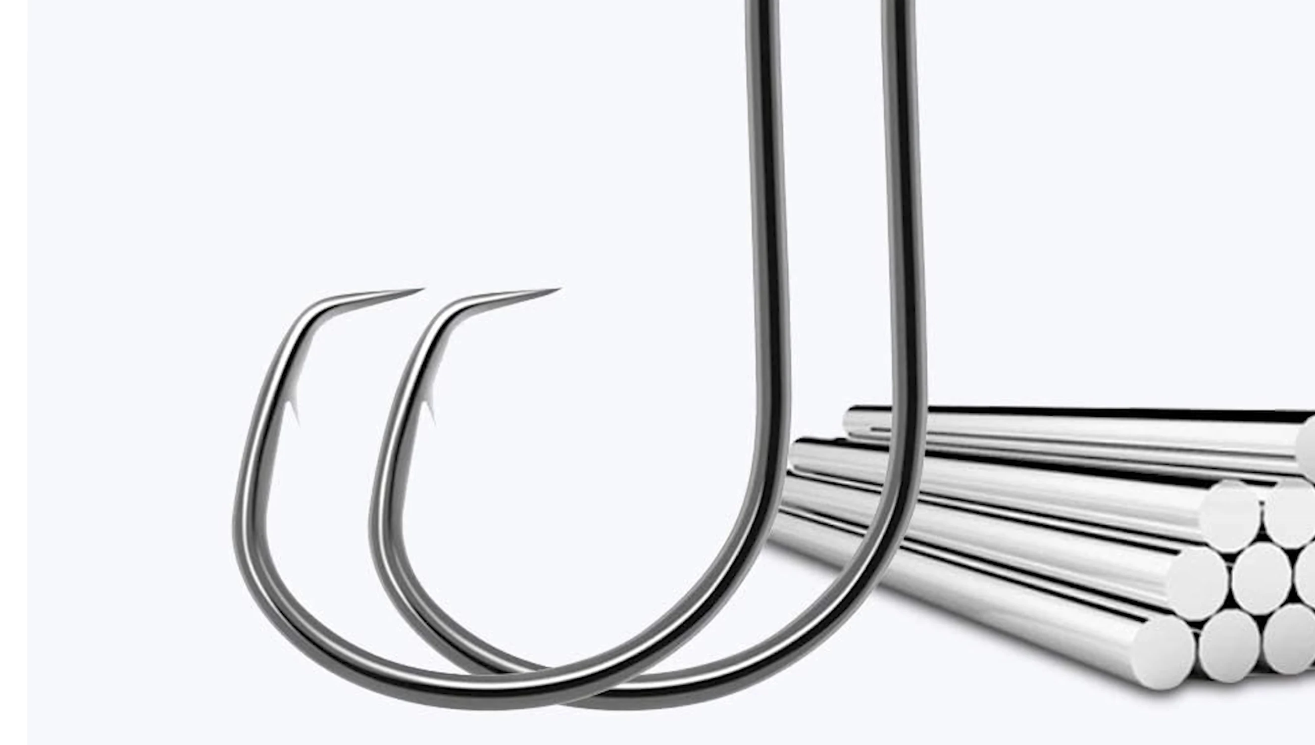 Image of the various sizes of hooks in the set.