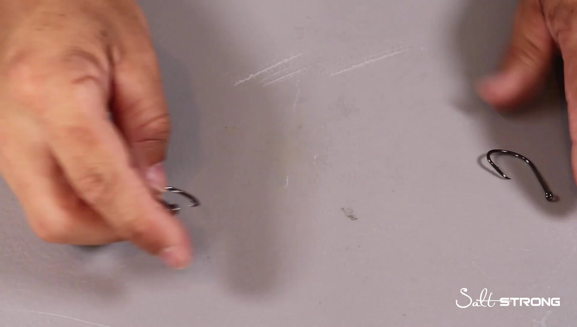 Variety of hooks showcased on a table