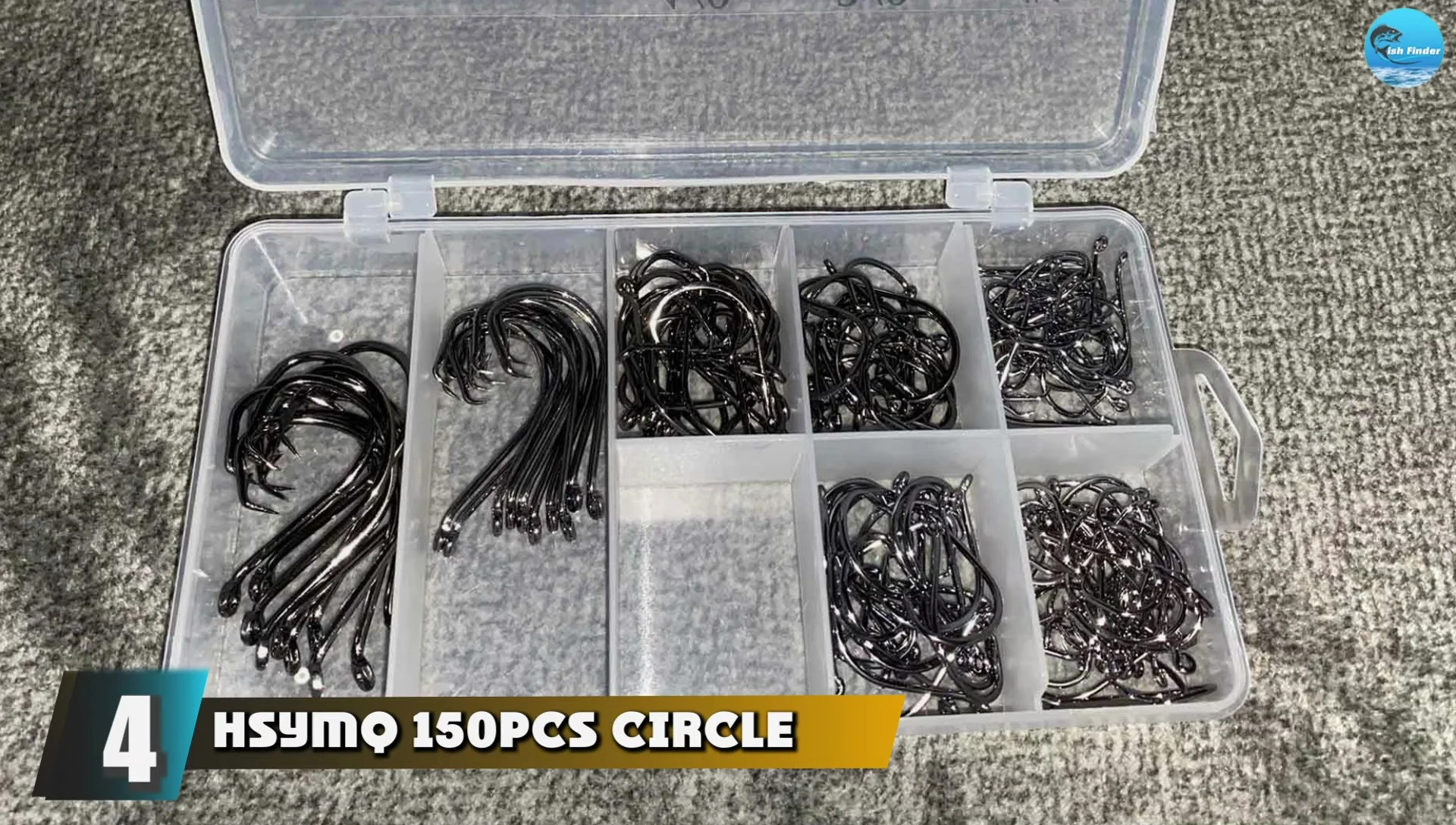 Packaging of Hsom Q150 PCS Circle Fishing Hooks.