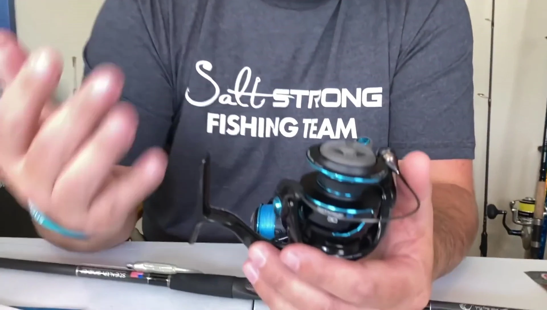 Close-up of the reel's titanium bail.