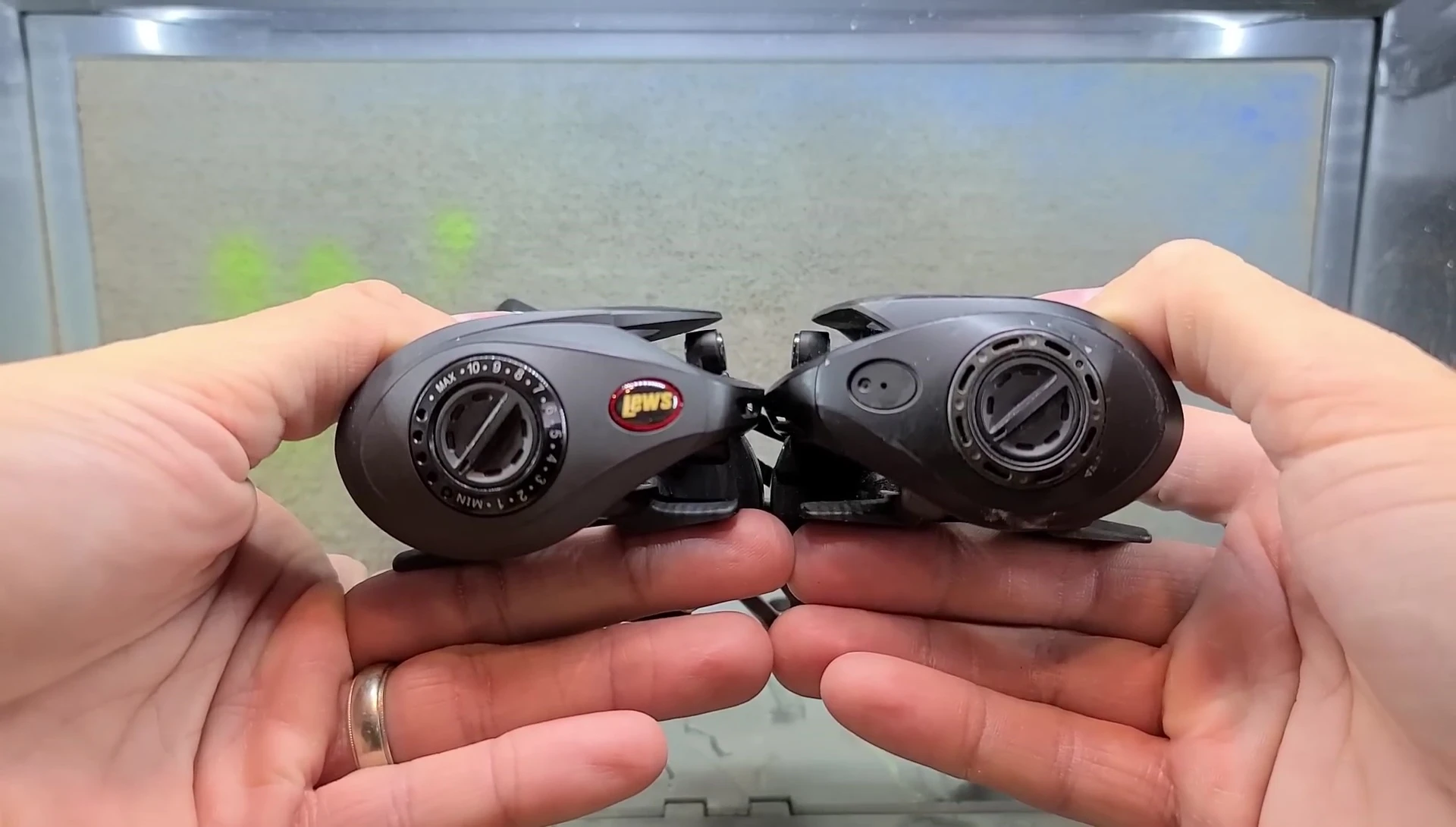 Close-up comparison of reel dimensions