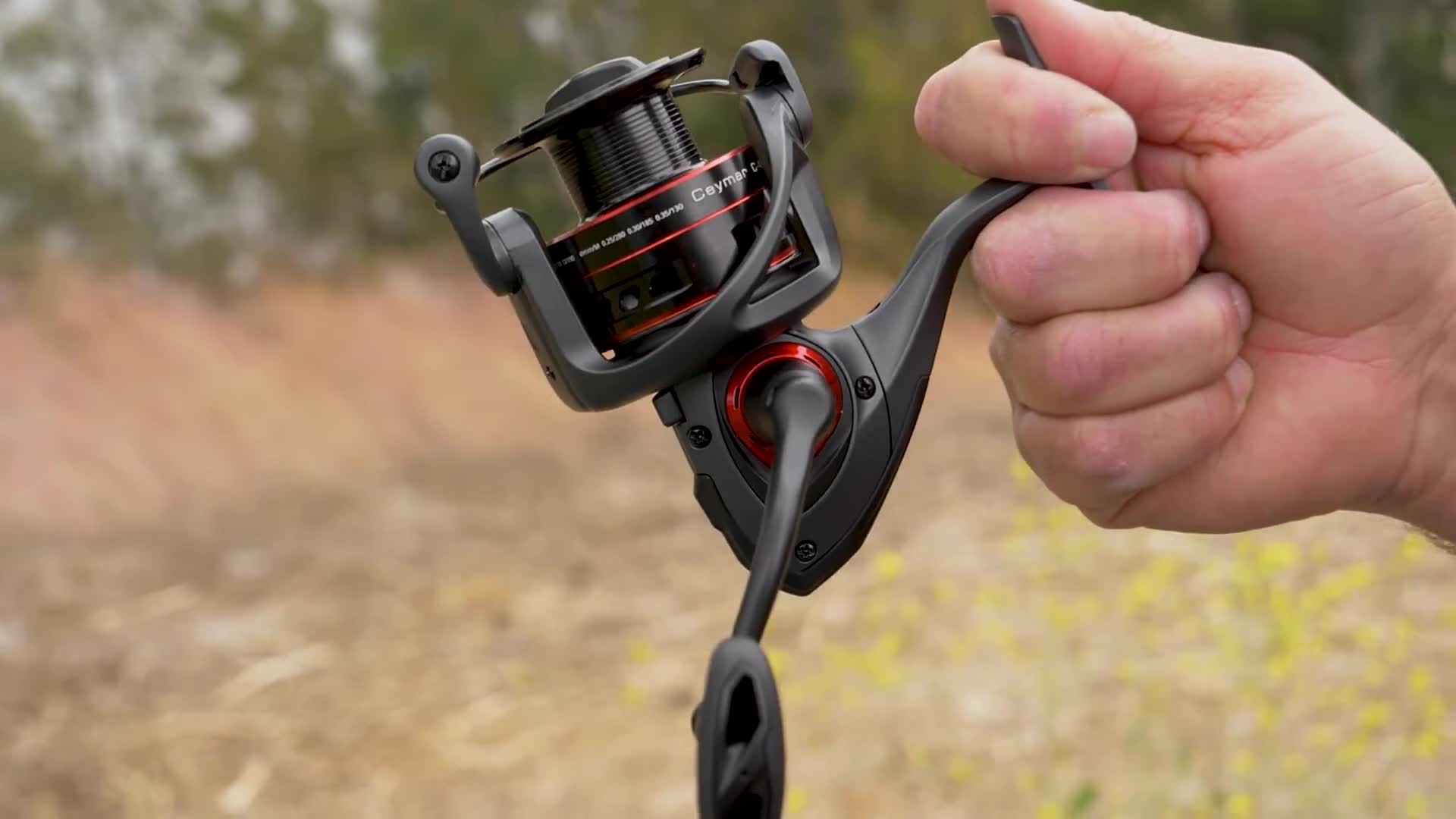 Presenter holding the Okuma Ceymar A reel.