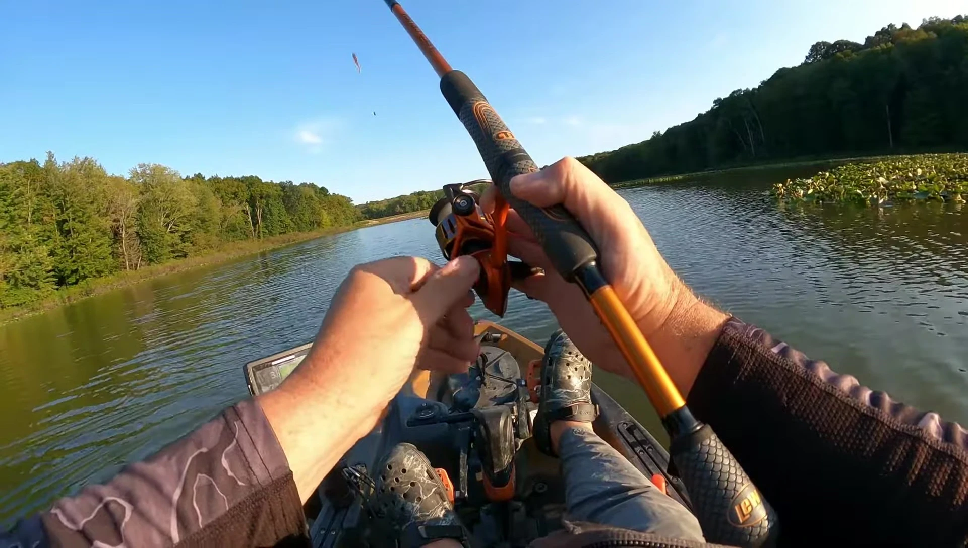 Close-up demonstrating how to easily switch between right and left-handed baitcasting
