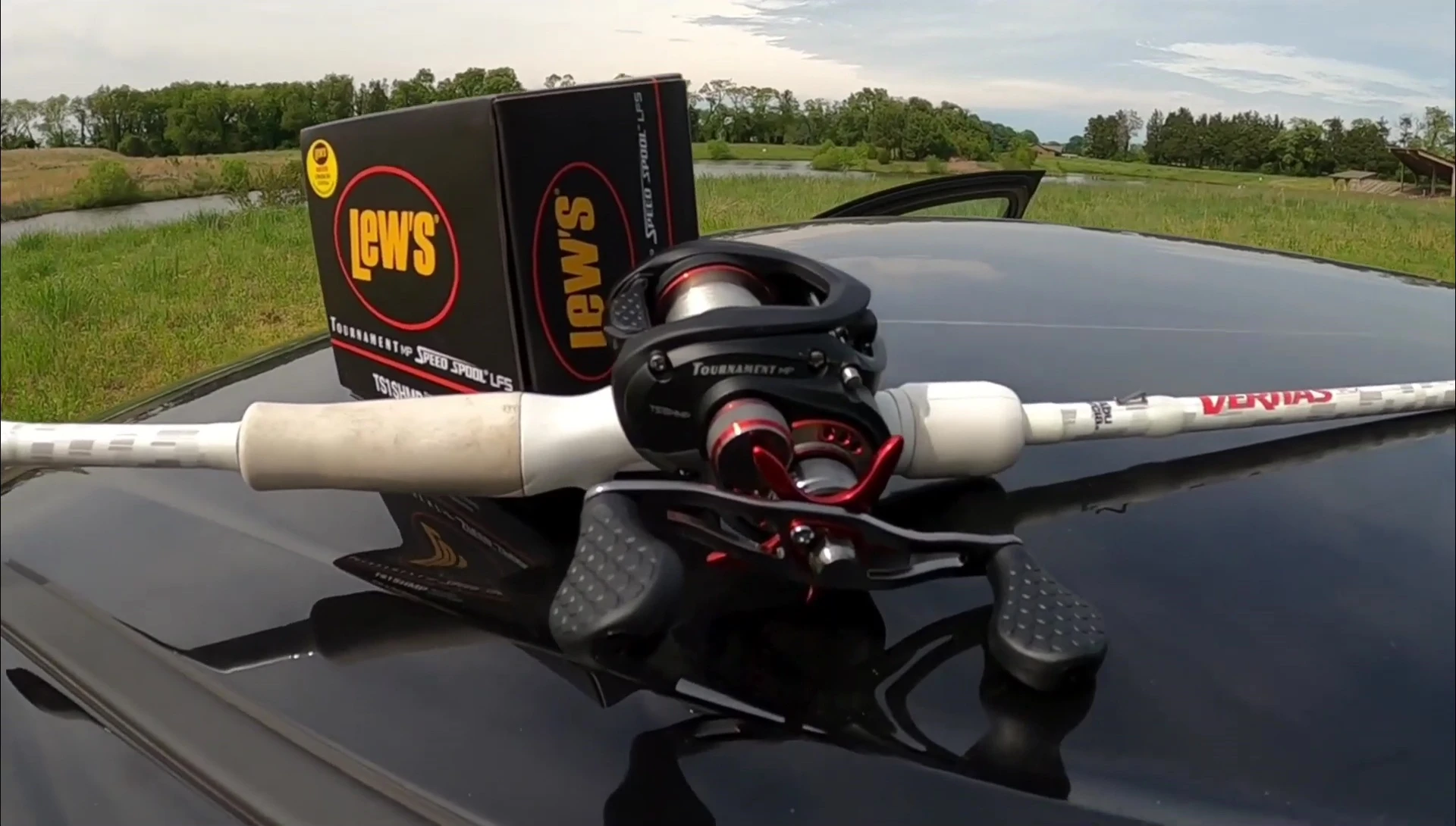 Close-up of the Lew's Tournament MP Speed Spool LFS reel box