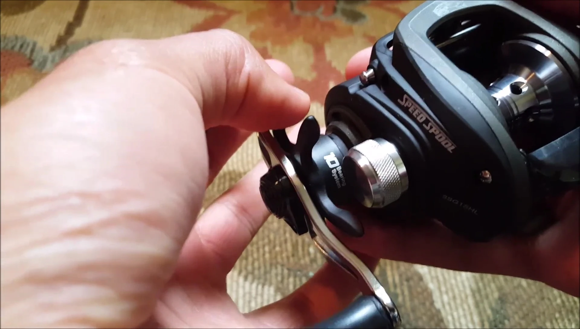 Close-up of the drag system showcasing the audible click.