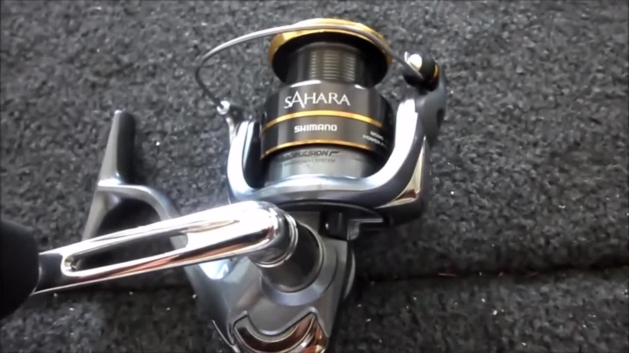 Close-up of the Shimano Sahara 2500 FE reel.