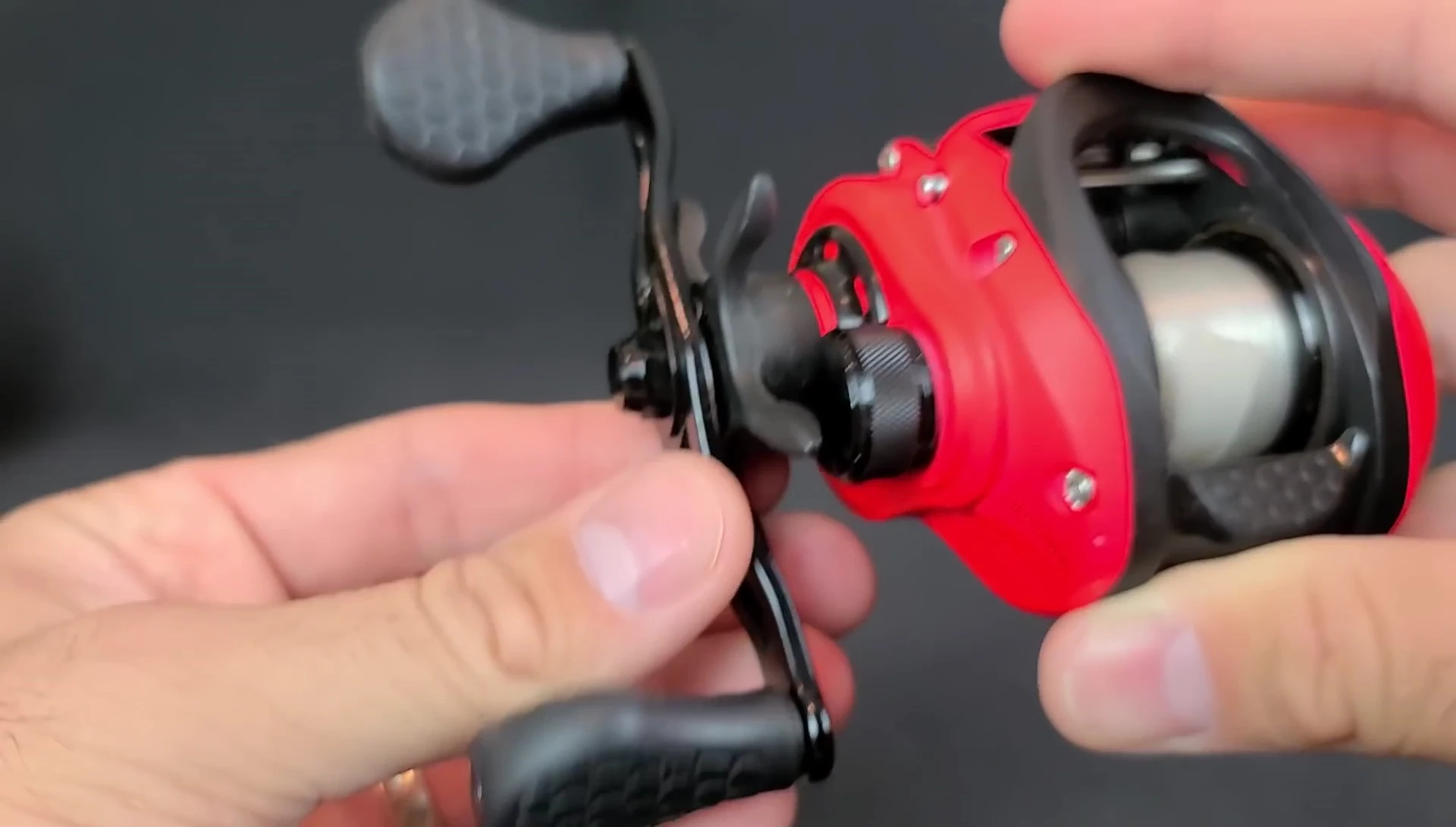 The reel's handle is shown.