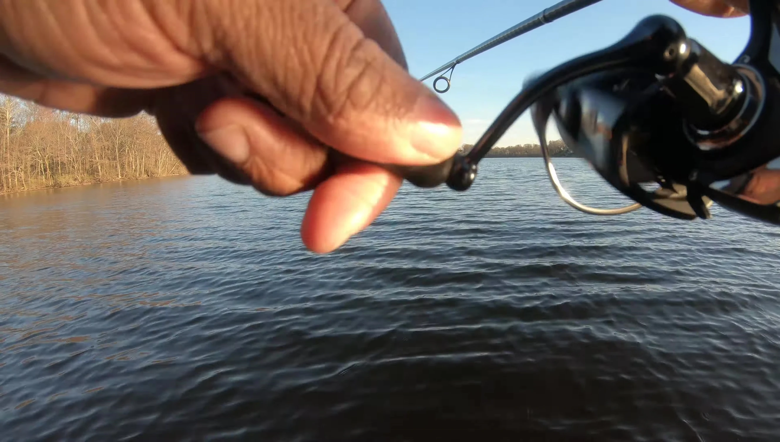 Tester demonstrating his fishing technique.