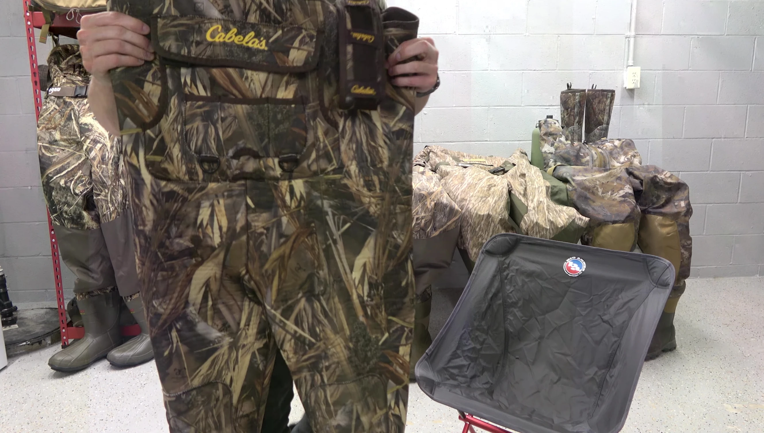 Cabela's waders displayed