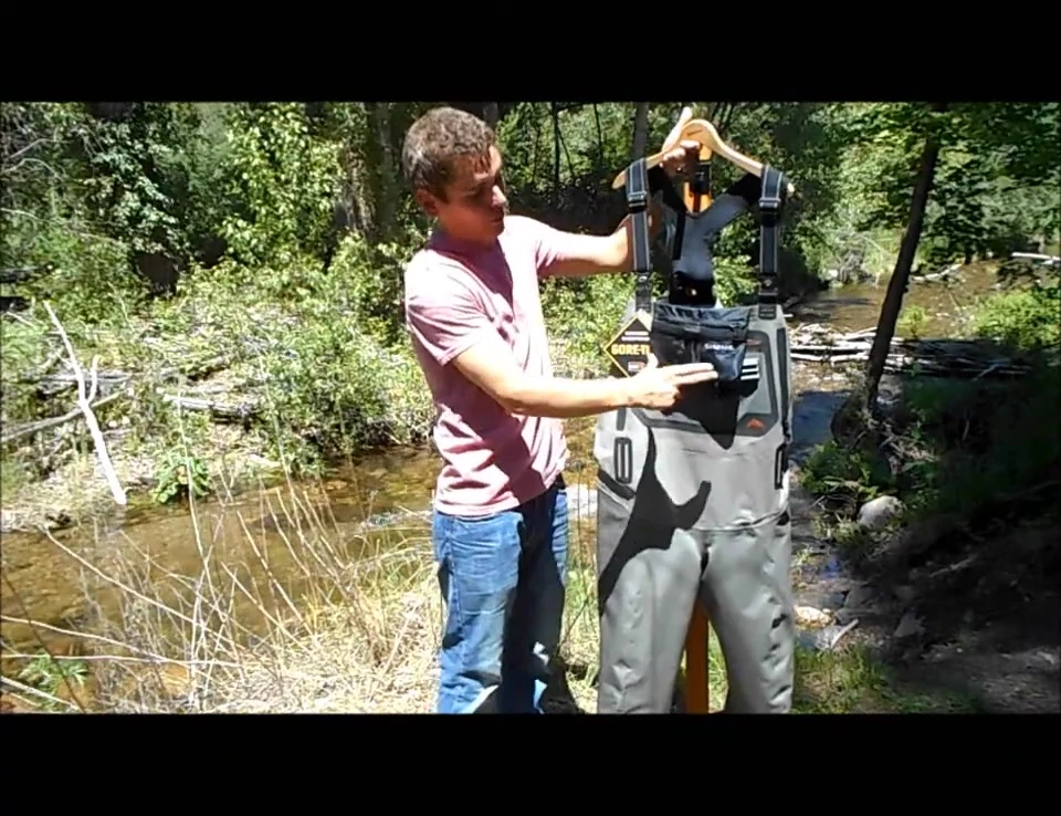 Close-up of the flip-out tippet tender pocket.