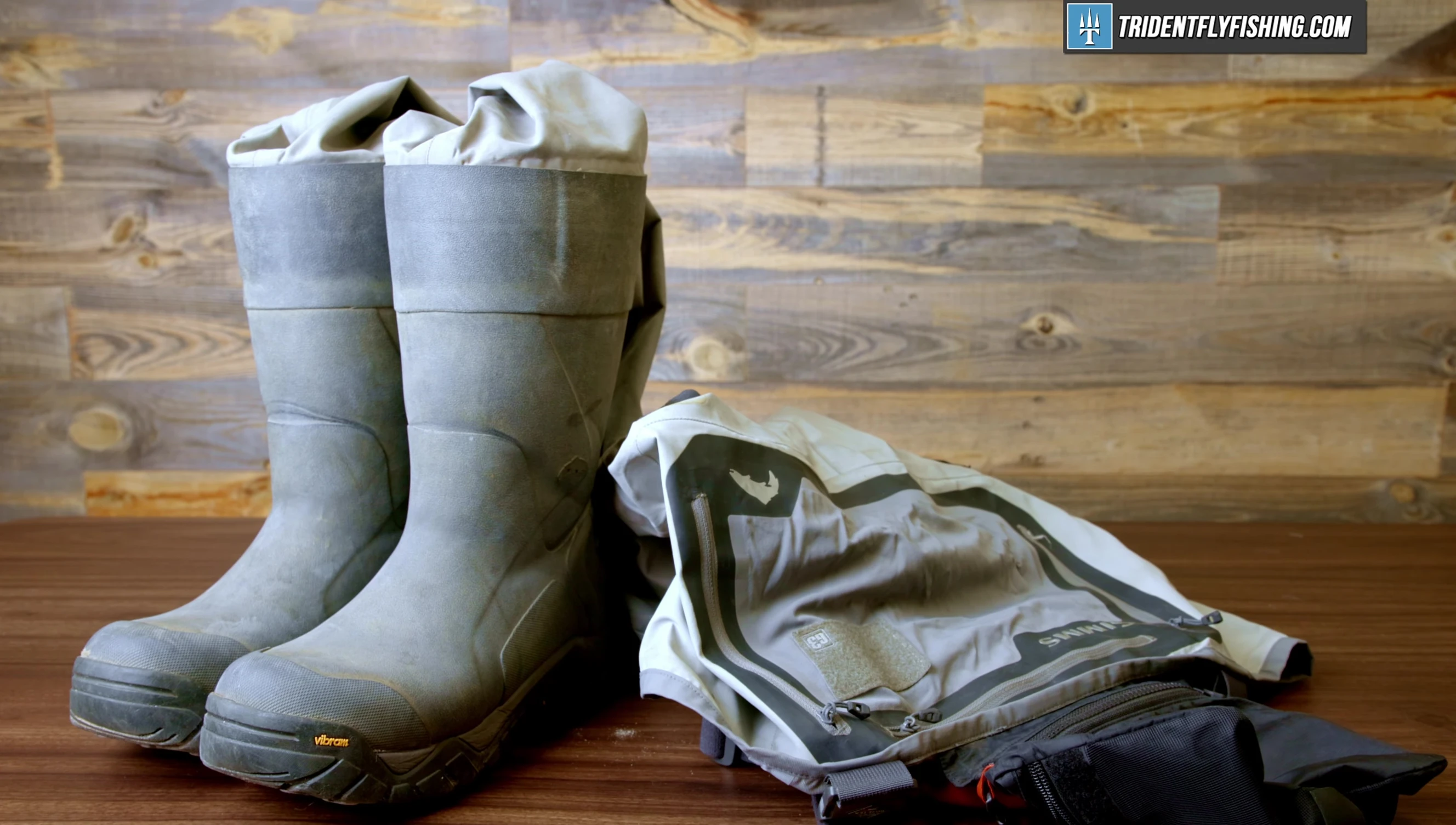Close-up on bootfoot waders