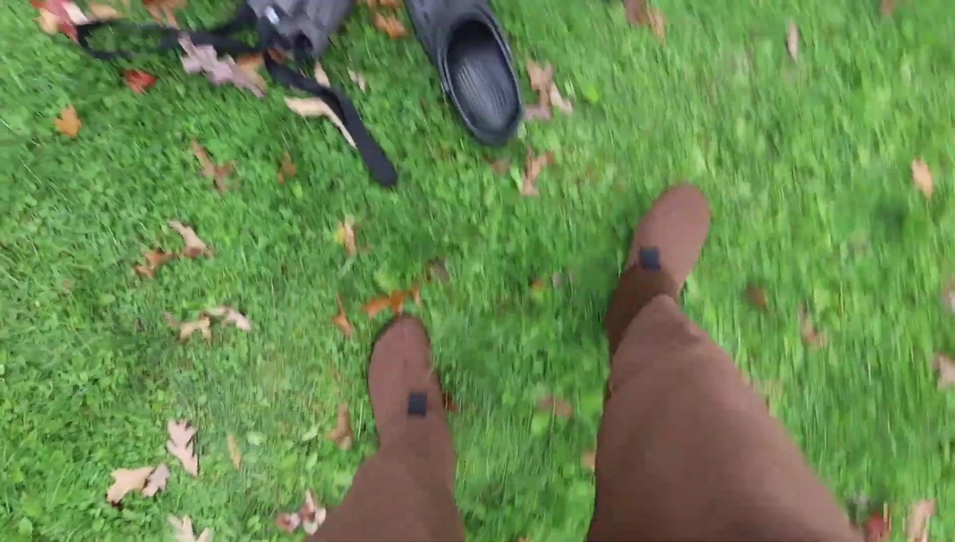 The reviewer demonstrating the wader compatibility with boots.