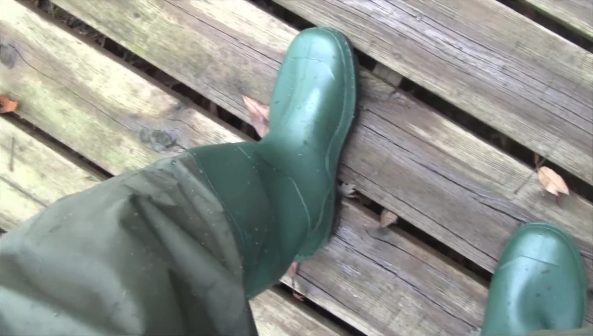 Close up showing the fit of the waders