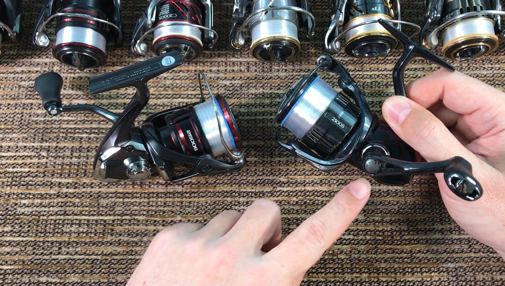 Comparison of the metal (Vanquish) and plastic (Vanford) reel bodies.