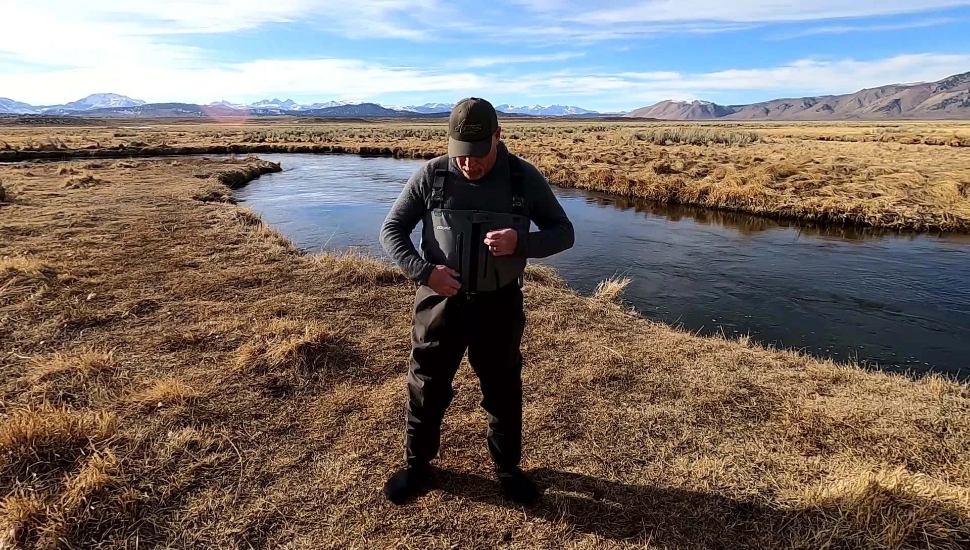 Close-up shot of the YKK zippers on the waders.