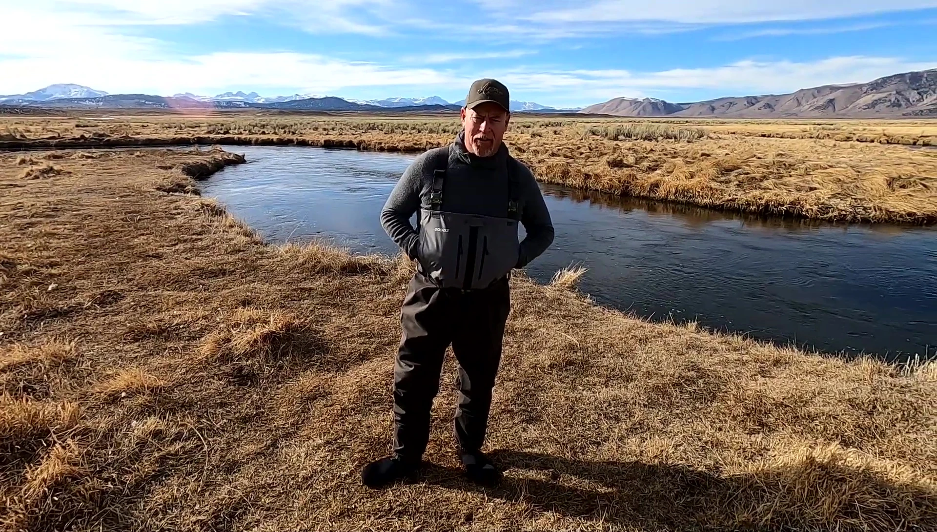Another shot of the reviewer wearing the waders.