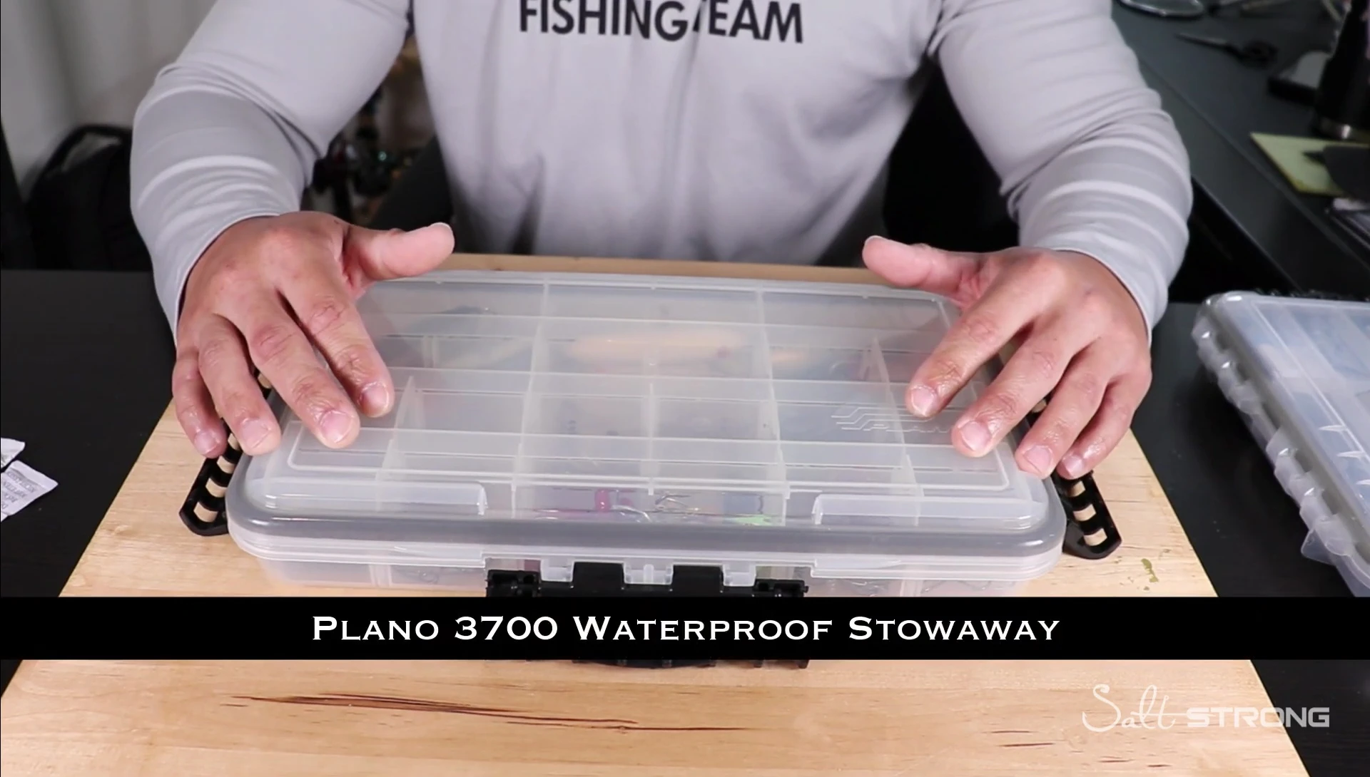 Close-up of the Plano 3700 StowAway tackle box