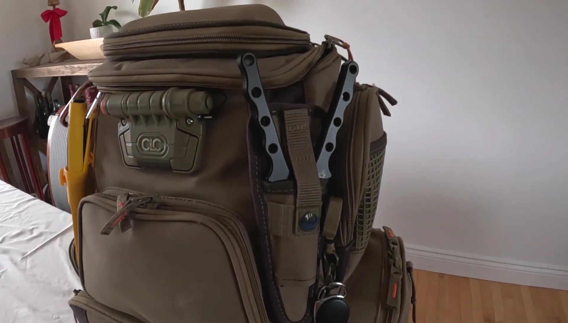 Close-up of the quick-release plier holster