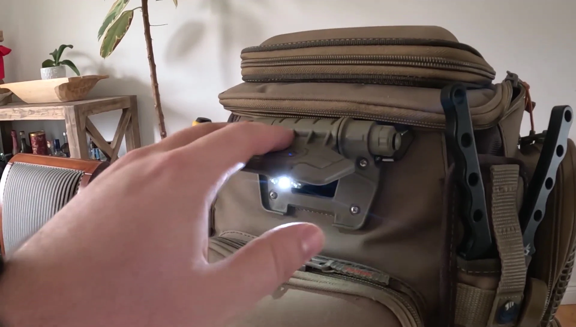 The flashlight's three settings