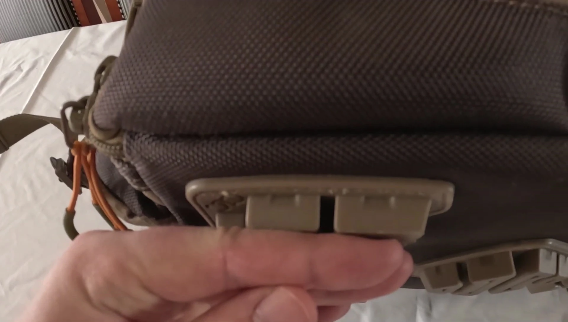Cleats on the bottom of the backpack