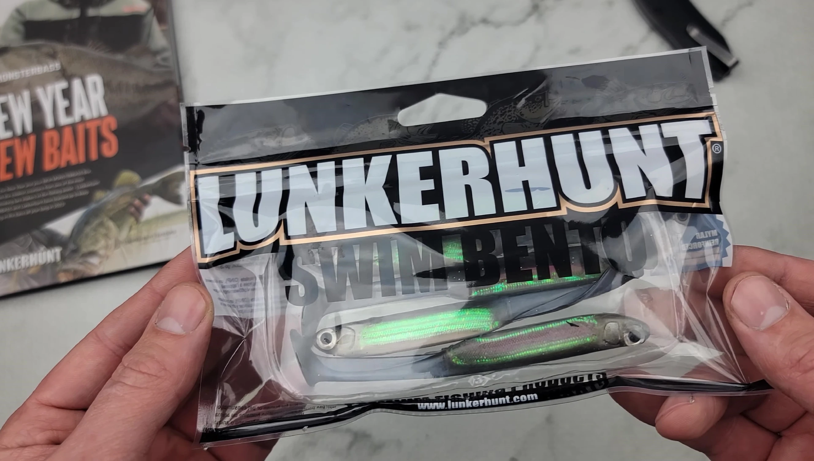 The Lunkerhunt Swim Bento swimbaits displayed.