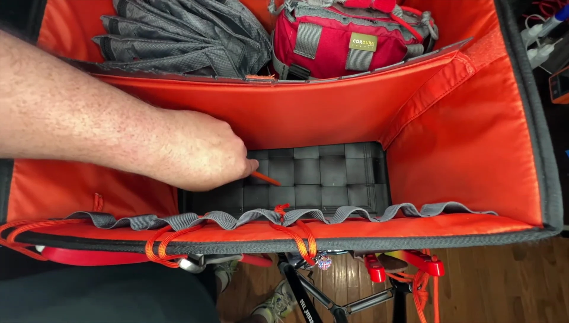 View of the drainage system at the bottom of the bag.