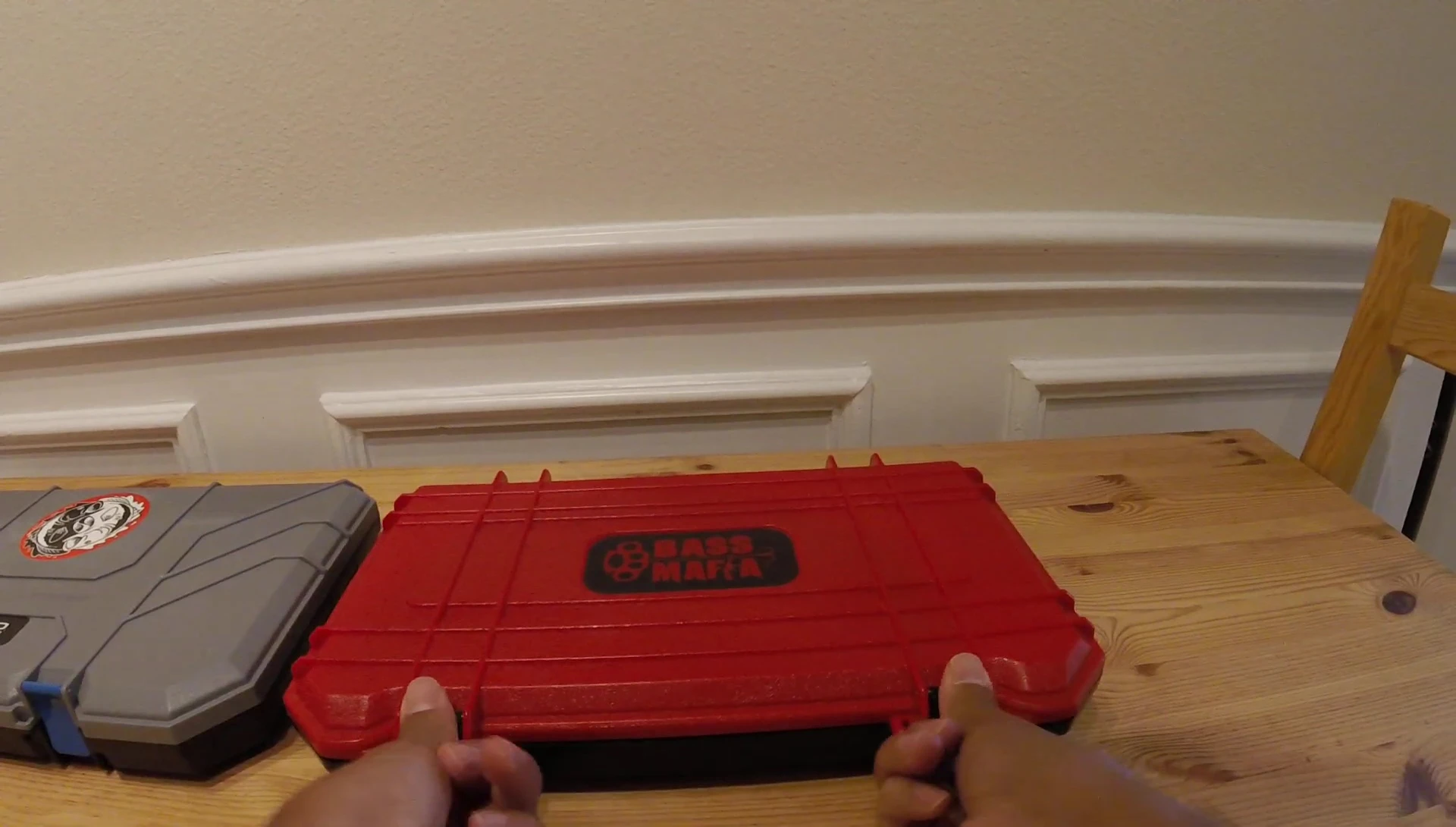 The Bait Coffin lid open, highlighting the lid stay feature.