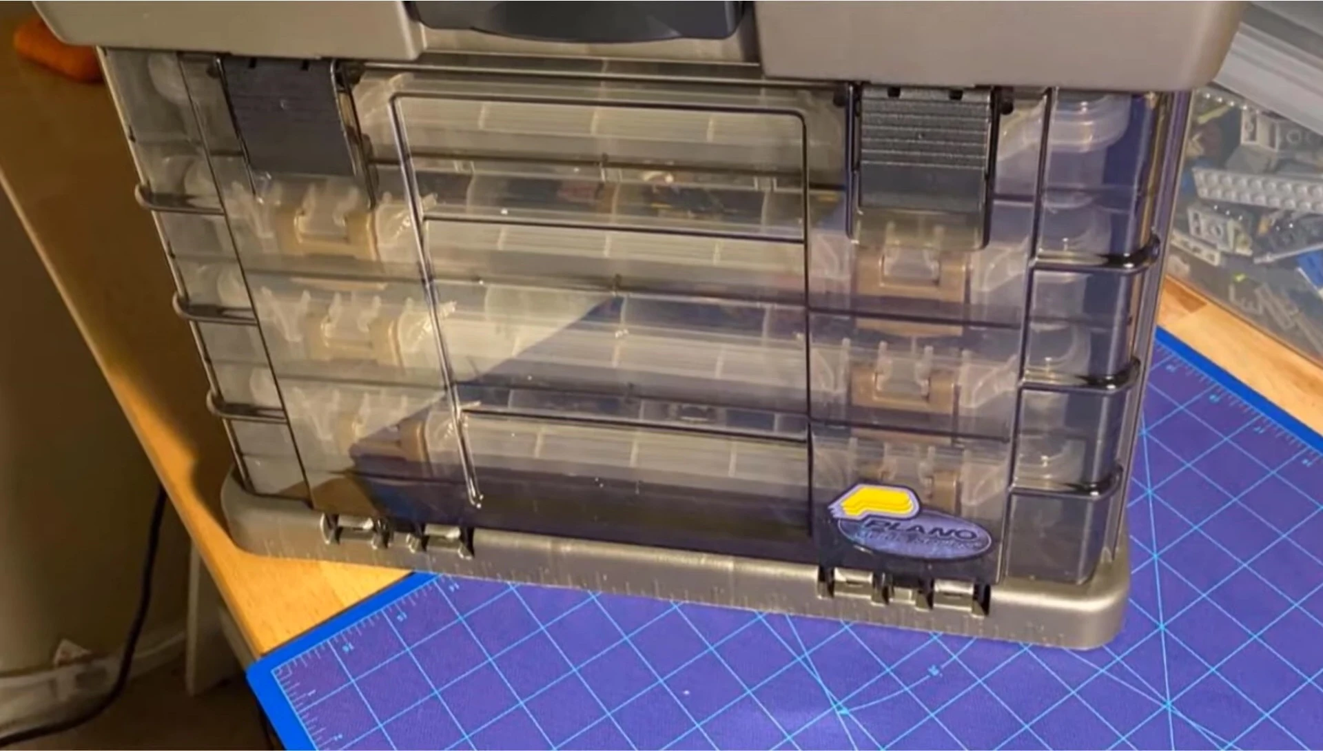 A shot showcasing the Plano 1374's interior organization and storage capacity.