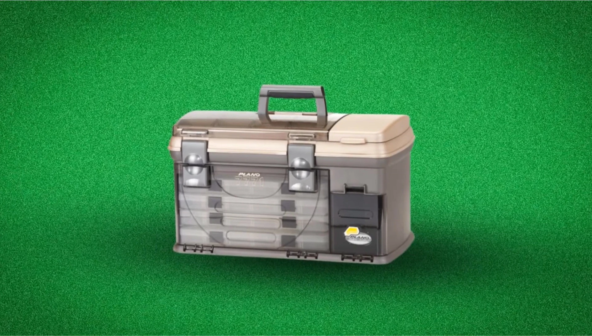 A full shot of the Plano 7771 tackle box, emphasizing its size and carrying handle.