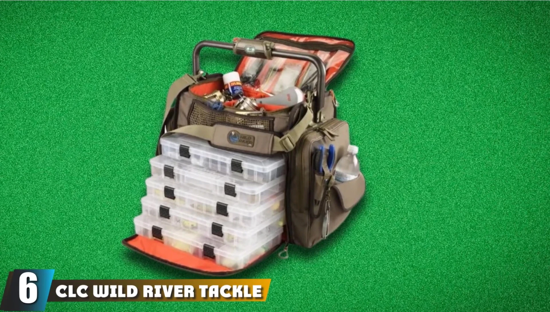 The CLC Wild River Tackle Tech Frontier tackle box showcasing its unique features, such as the handle and LED lights.