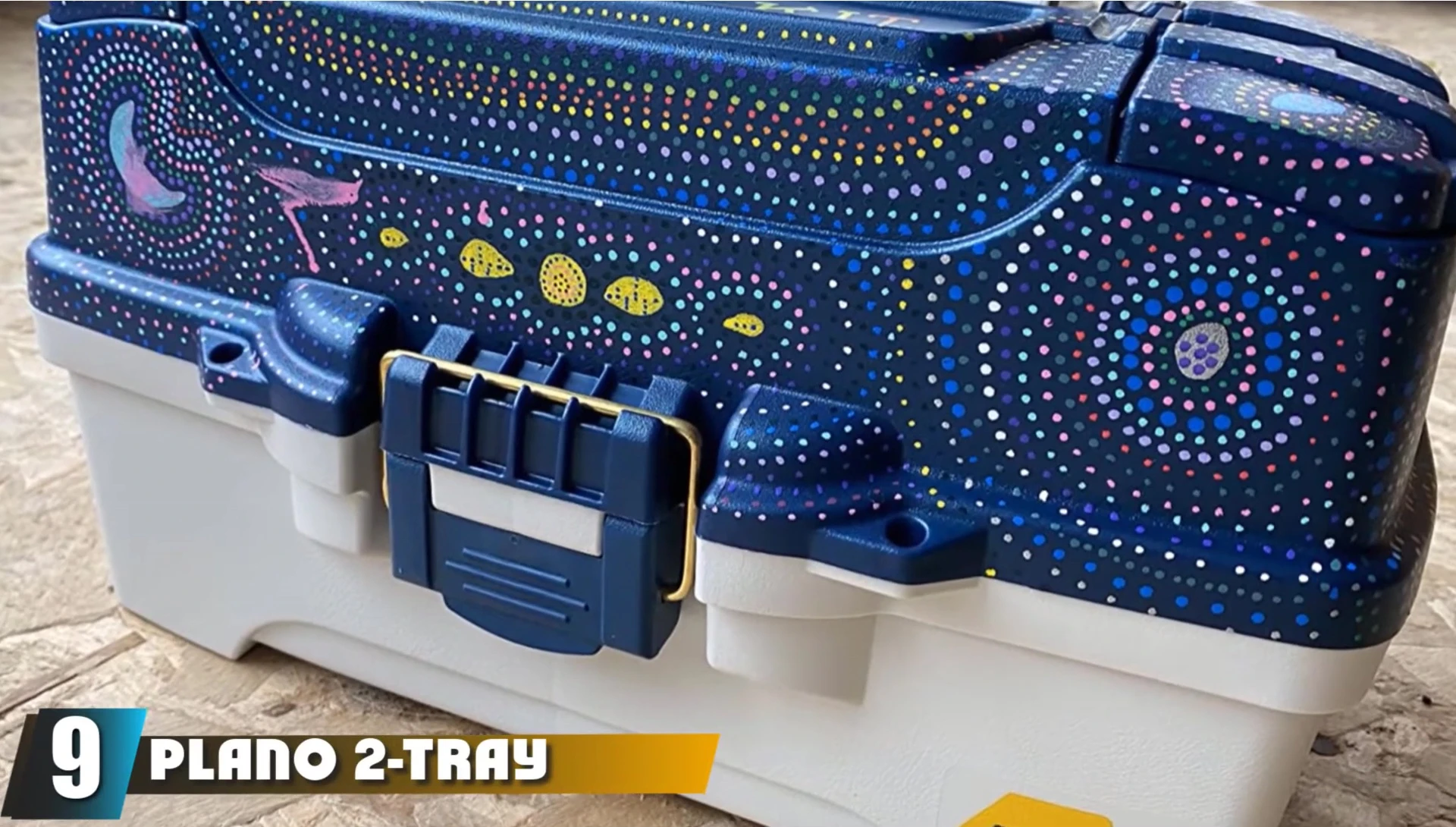 The Plano 2-Tray Tackle Box open, showcasing its cantilever design and compartments.