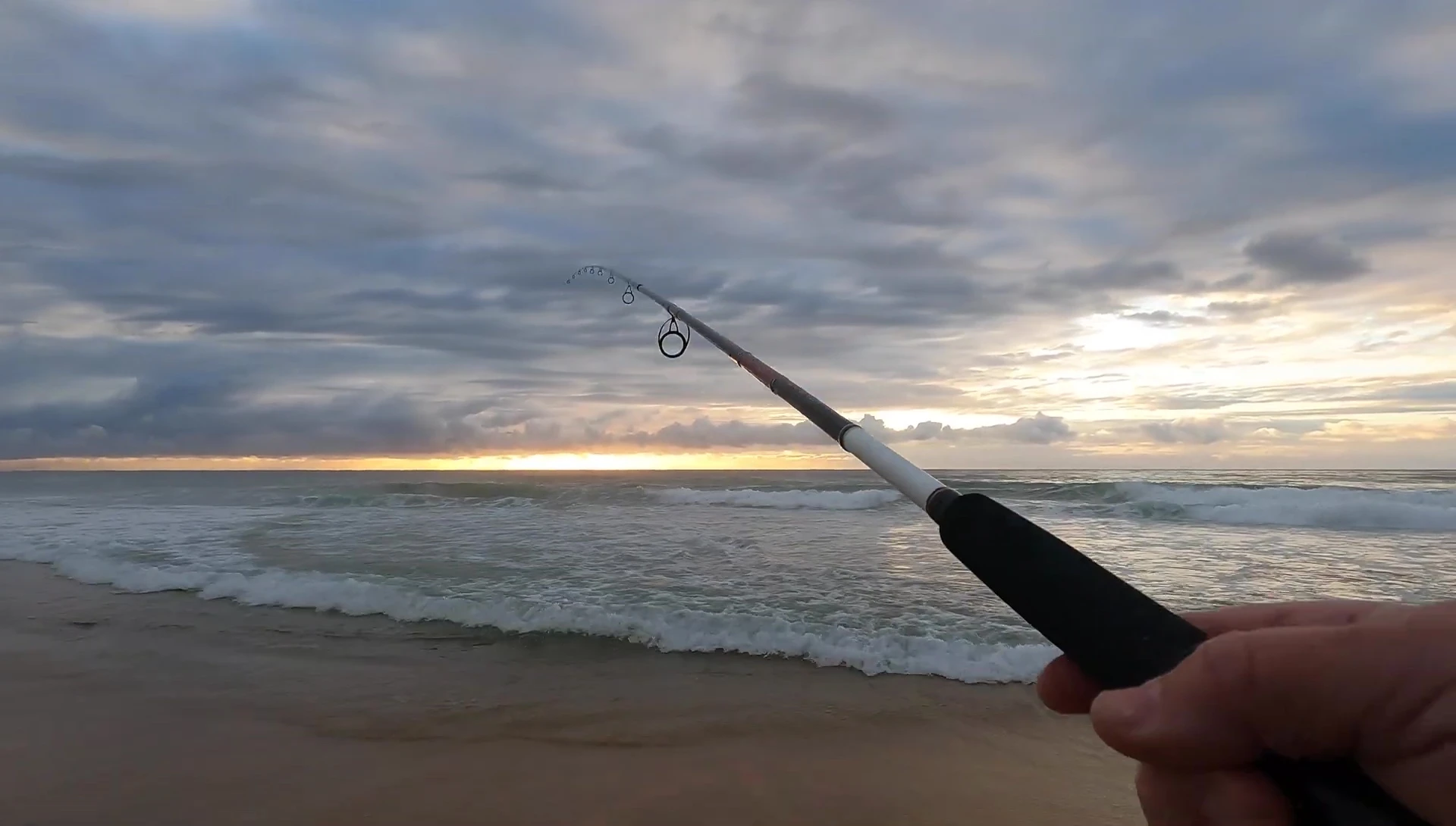 The line being pulled by waves