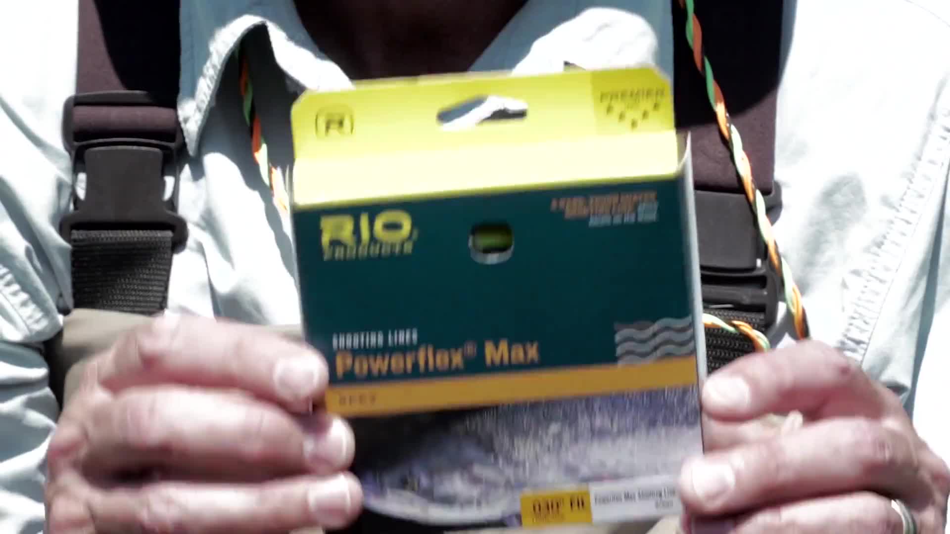 Close-up of the RIO Powerflex Max Shooting Line packaging or the line itself.