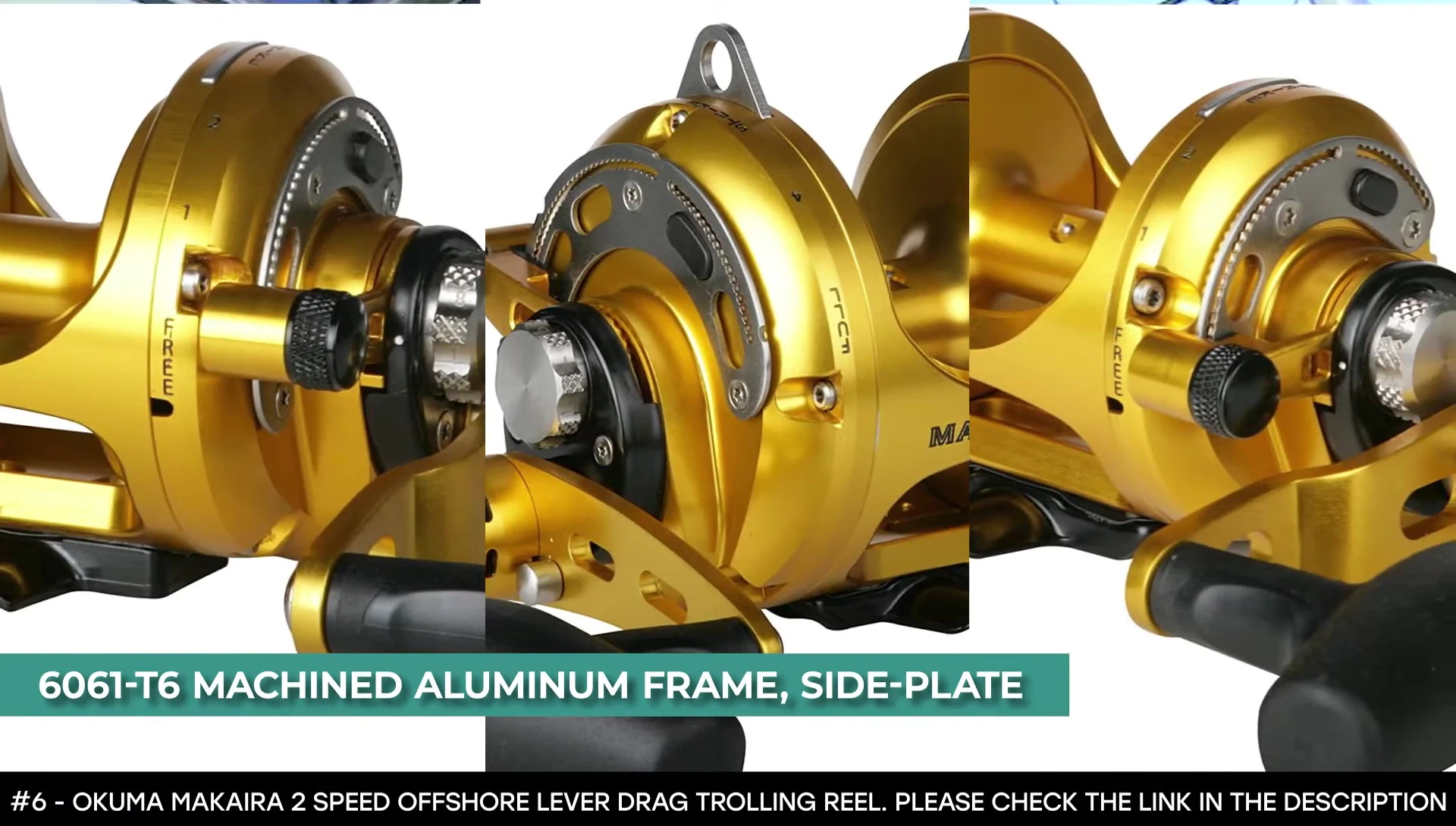 Detail shot emphasizing the reel's aluminum construction
